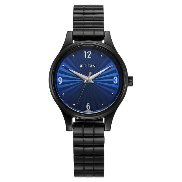 Titan Karishma Quartz Analog Blue Dial Black Stainless Steel Strap Watch For Women NT2679NM02