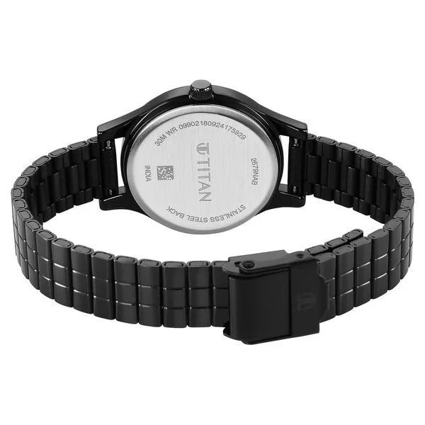 Titan Karishma Quartz Analog Blue Dial Black Stainless Steel Strap Watch For Women NT2679NM02