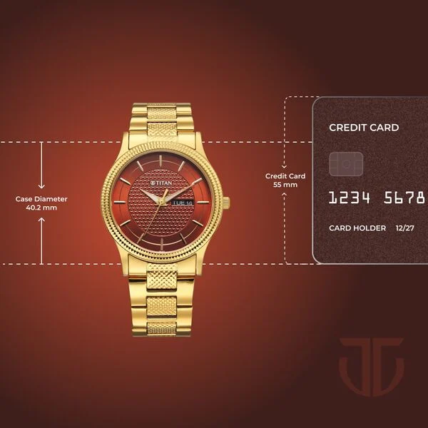 Titan Karishma Wedding Edit Quartz Analog with Day and Date Brown Dial Stainless Steel Strap Watch For Men 1650YM12