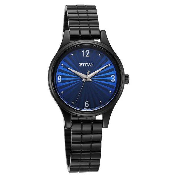 Titan Karishma Quartz Analog Blue Dial Black Stainless Steel Strap Watch For Women NT2679NM02